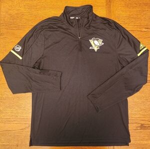 Adidas Black Pittsburgh Penguins NHL Quarter-Zip Warmup, L